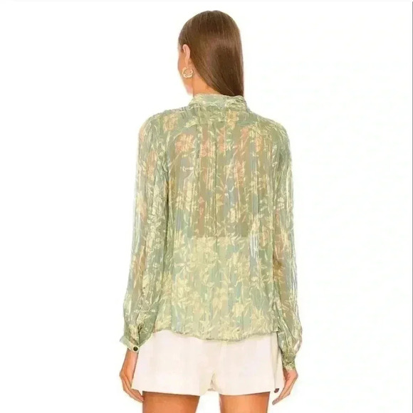 Rag & Bone New York Sachi Floral Top in Green Floral Sheer M Women's - Picture 3 of 13